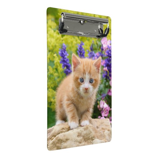 Mini Porte-bloc Cute Ginger Chat Kitten Flowery Portrait sur (Incliné)
