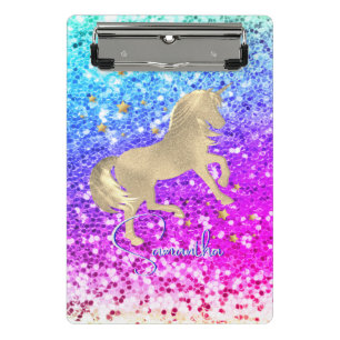 Mini Porte-bloc Cute unicorn rose Parties scintillant arc-en-ciel