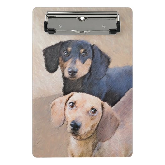 Mini Porte-bloc Dachshund (Smooth) Peinture - Art Chien original (Devant)