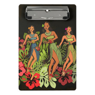 Mini Porte-bloc Danseuses Hula Vintage d'Hawaï Palmier Tiki Rétro