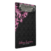 Mini Porte-bloc Dentelle En Métal Rose Et Damas Noirs (Incliné)