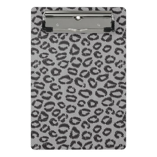 Mini Porte-bloc Dentelle nette noire avec le motif de léopard sur (Devant)