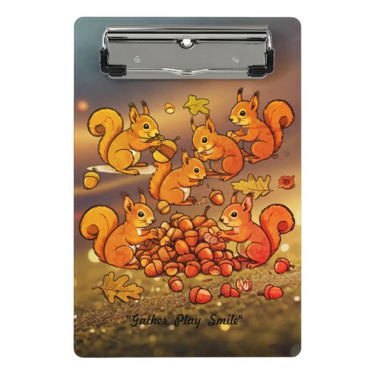 Mini Porte-bloc "Des écureuils gais ramassent des noix" (Devant)