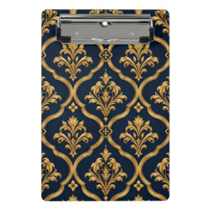 Mini Porte-bloc Design de motif vintage élégant en or et damas mar