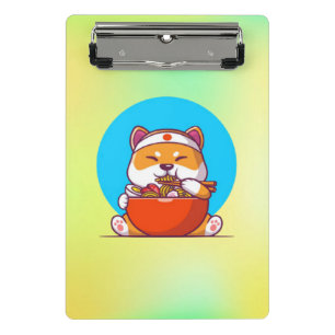Mini Porte-bloc Dessin animé de Shiba Inu mignon mangeant des noui