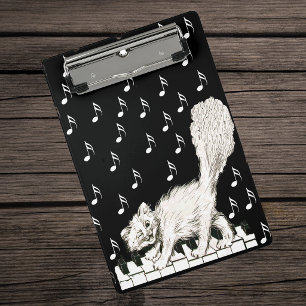 Mini Porte-bloc Dessin d'un mignon chat blanc dansant sur des touc