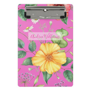 Mini Porte-bloc Dessin Vintage fleur sauvage / Chick, rose