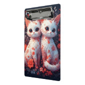 Mini Porte-bloc Deux chatons blancs et fleurs (Angle2)