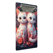 Mini Porte-bloc Deux chatons blancs et fleurs (Incliné)