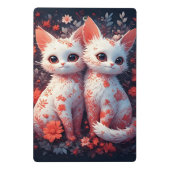 Mini Porte-bloc Deux chatons blancs et fleurs (Dos)