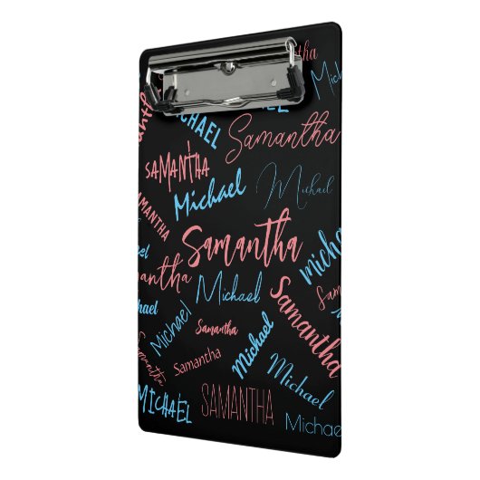 Mini Porte-bloc Deux noms couples motif monogramme bleu rose clair (Angle2)