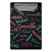 Mini Porte-bloc Deux noms couples motif monogramme bleu rose clair (Devant)