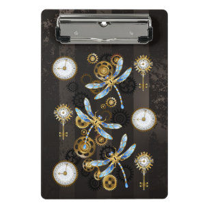 Mini Porte-bloc Dragonflies de Steampunk sur arrière - plan rayé b