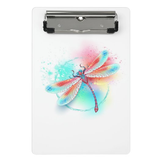 Mini Porte-bloc Dragonfly rouge sur l'arrière - plan aquarelle (Devant)