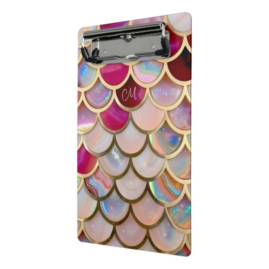 Mini Porte-bloc Échelles de sirènes d'iridescente rose (Angle2)