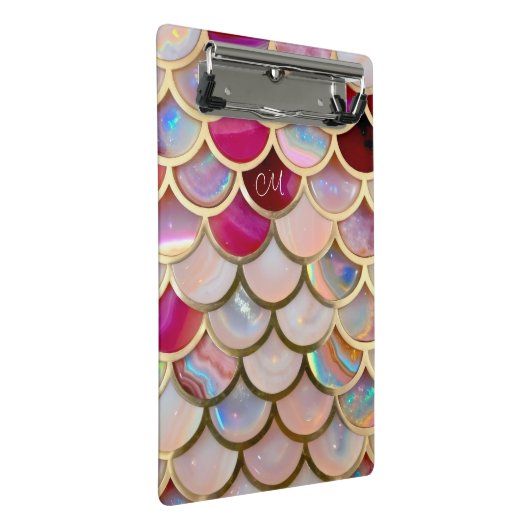 Mini Porte-bloc Échelles de sirènes d'iridescente rose (Incliné)