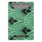 Mini Porte-bloc Elégant Art Déco Vert noir blanc Peacock Motif (Devant)