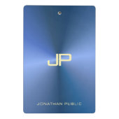 Mini Porte-bloc Elégant Bleu Moderne Monogramme Modèle tendance (Dos)