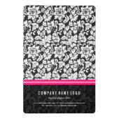 Mini Porte-bloc Élégant Damas Noir Et Blanc Avec Bande Rose (Dos)