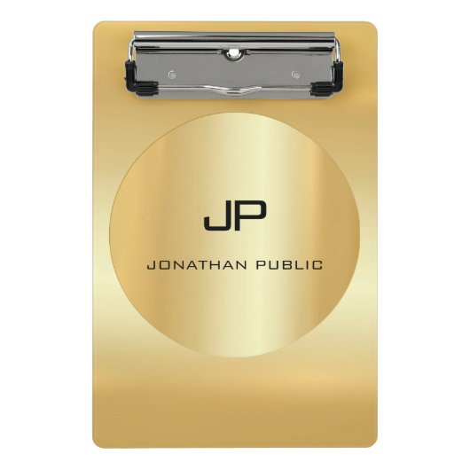 Mini Porte-bloc Elégant Faux Gold Moderne Monogramme Modèle (Devant)