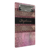 Mini Porte-bloc Élégant léopard rayé noir et rose (Incliné)