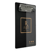 Mini Porte-bloc Élégant moderne Noir Or Monogramme (Incliné)