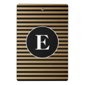 Mini Porte-bloc Élégant Monogramme rayé d'or noir (Dos)