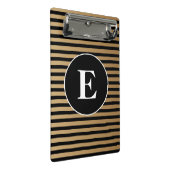 Mini Porte-bloc Élégant Monogramme Rayé Or Noir (Incliné)