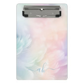 Mini Porte-bloc Élégante fille monogramme Pastel Plume arc-en-ciel (Devant)