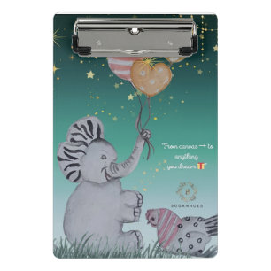 Mini Porte-bloc "Eleze Elephant & Polka Hen" Housse de Carnet rêvé