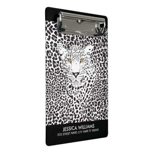 Mini Porte-bloc Empreinte de léopard de points noirs et blancs (Incliné)
