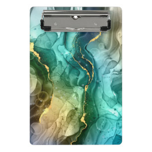 Mini Porte-bloc Encre liquide dorée, sarcelle et gris foncé