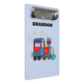 Mini Porte-bloc Enfants Train Boys Blue Custom Name (Incliné)