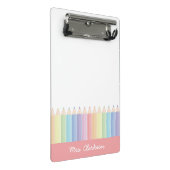Mini Porte-bloc Enseignant personnalisé aux crayons arc-en-ciel (Incliné)