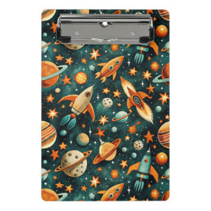 Mini Porte-bloc Espace atomique milieu du siècle Orange sarcelle P