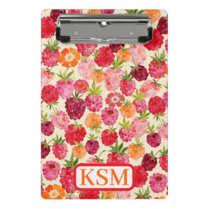 Mini Porte-bloc Eté Monogramme Aquarelle framboise
