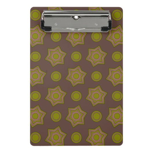 Mini Porte-bloc Étoiles et cercles en brun et vert (Devant)