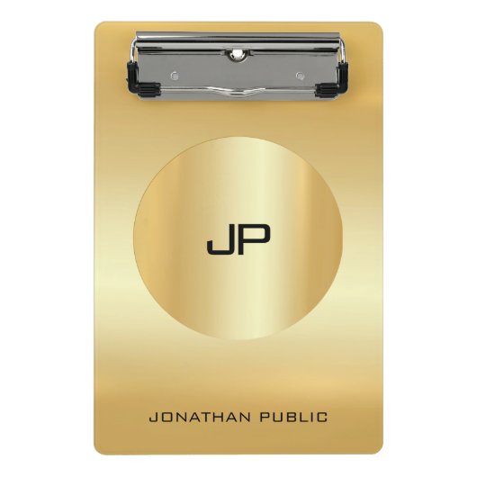 Mini Porte-bloc Faux Gold Moderne Élégant Modèle monogramme (Devant)