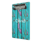 Mini Porte-bloc Faux Wood violet et bleu turquoise (Angle2)