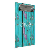Mini Porte-bloc Faux Wood violet et bleu turquoise (Incliné)