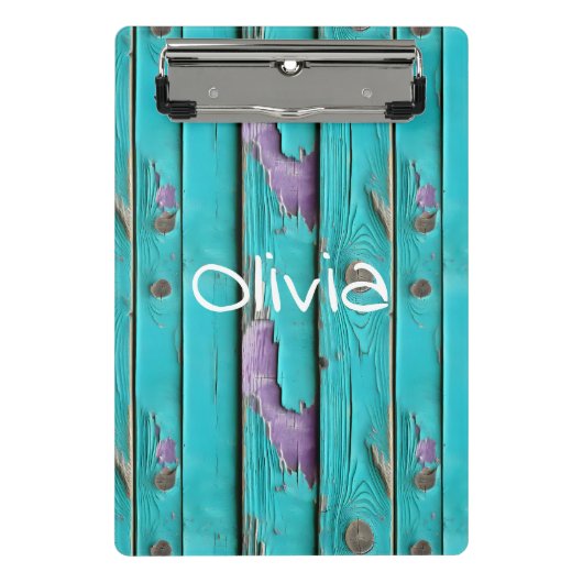 Mini Porte-bloc Faux Wood violet et bleu turquoise (Devant)