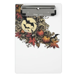 Mini Porte-bloc Feuilles d'automne. Motif d'Halloween.