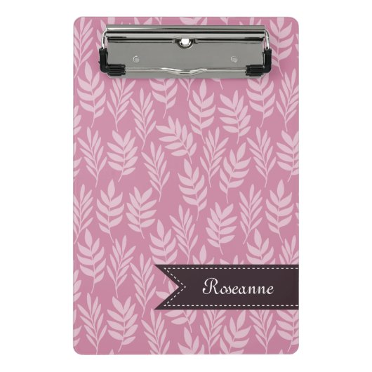 Mini Porte-bloc Fille Feuille rose douce Motif avec un nom élégant (Devant)