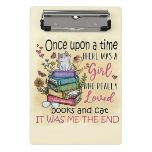 Mini Porte-bloc Fille qui aime les livres et les chats
