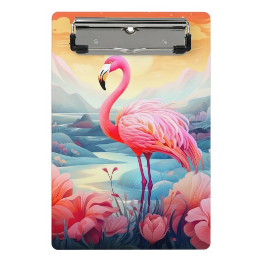 Mini Porte-bloc Flamant Tropical avec Fleurs (Devant)