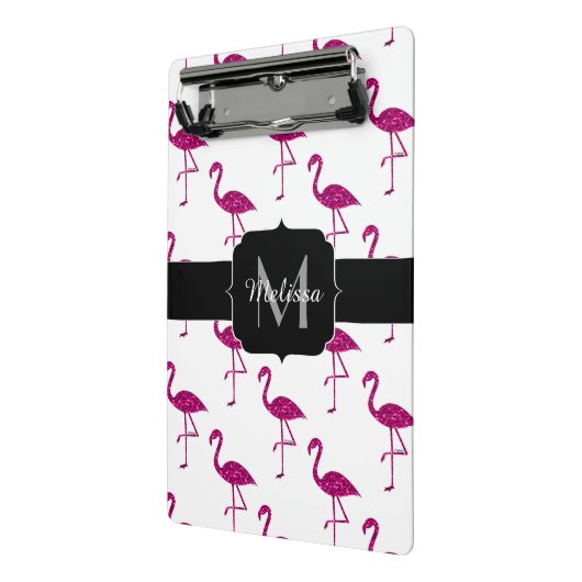 Mini Porte-bloc Flamingo pétillant rose motif Monogramme (Angle2)