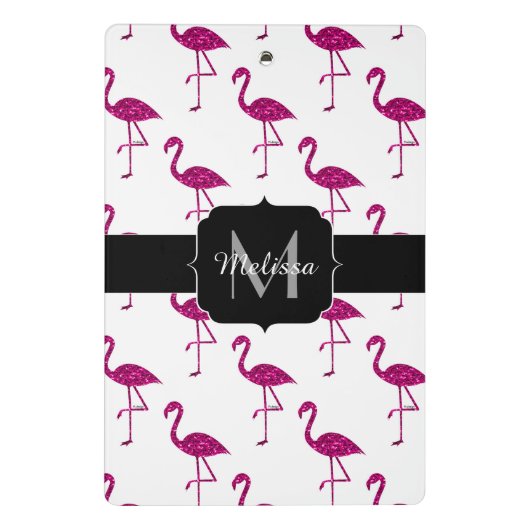 Mini Porte-bloc Flamingo pétillant rose motif Monogramme (Dos)