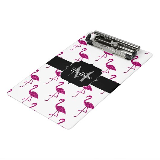 Mini Porte-bloc Flamingo pétillant rose motif Monogramme (Angle3)