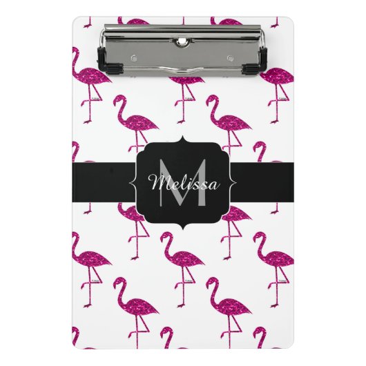 Mini Porte-bloc Flamingo pétillant rose motif Monogramme (Devant)