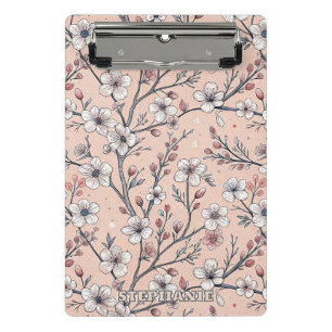 Mini Porte-bloc Fleur de cerisier rose motif Sakura sur fond rose